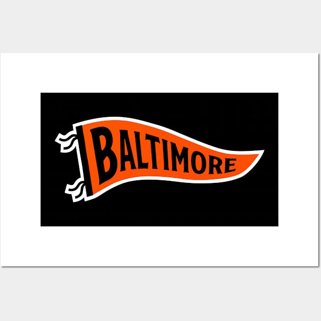 Baltimore Pennant - Black Wall Art by KFig21